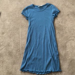 Teal Dress with Ruffle Sleeves and Bottom